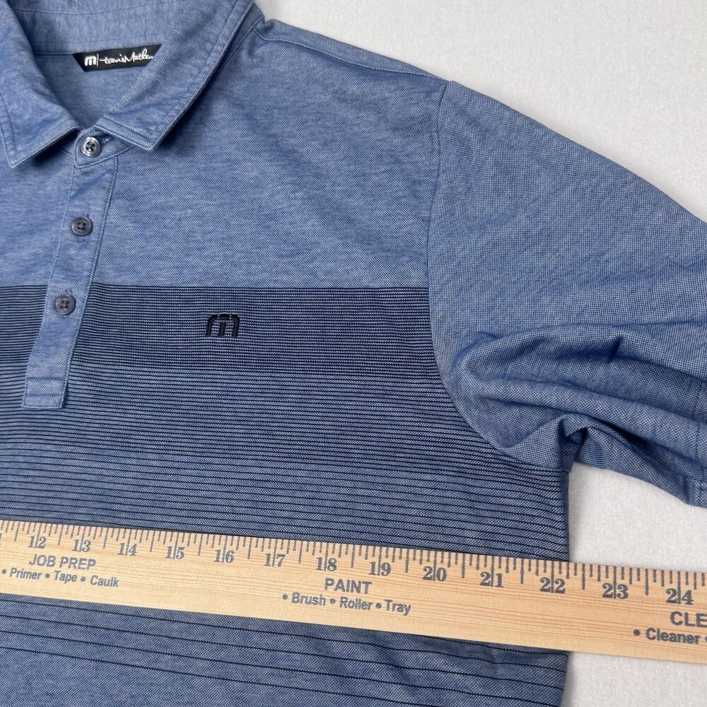 Travis Mathew Men's Polo Shirt Golf Large Short Sleeve Cotton Blend Blue - Picture 12 of 12